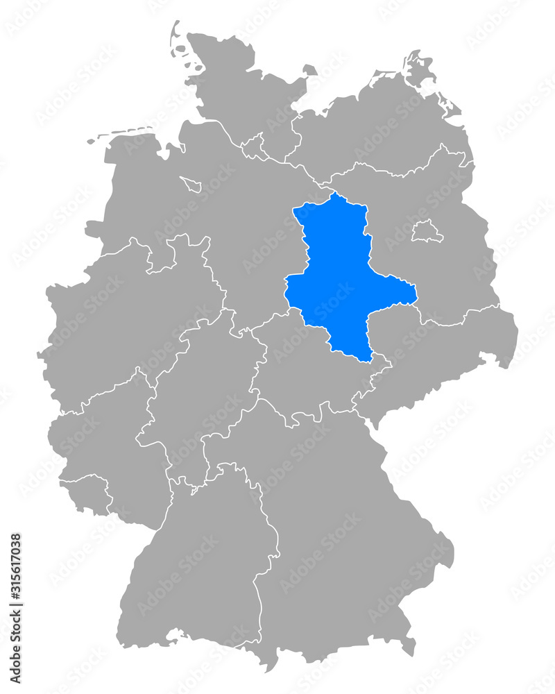 Karte von Sachsen-Anhalt in Deutschland Karte von Sachsen-Anhalt in Deutschland