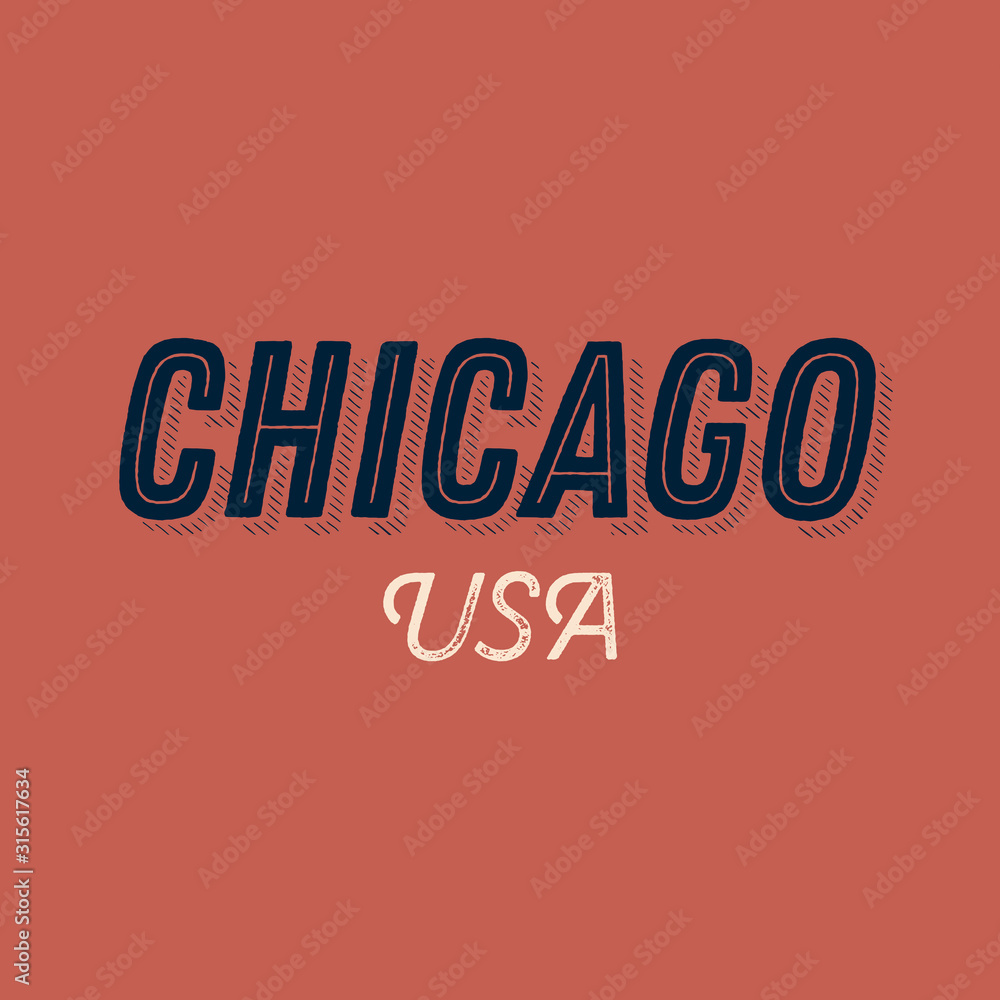 Fototapeta premium Chicago city calligraphy vector quote
