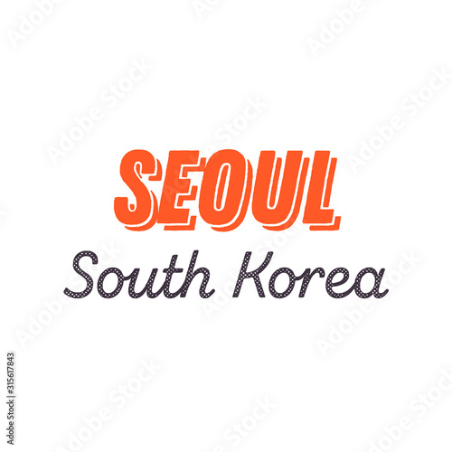 Seoul city calligraphy vector quote