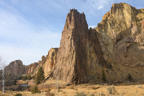 Rocks in a beautiful, beautiful canyon, desert river, Smith Rock State Park, Oregon