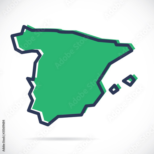Stylized simple outline map of Spain