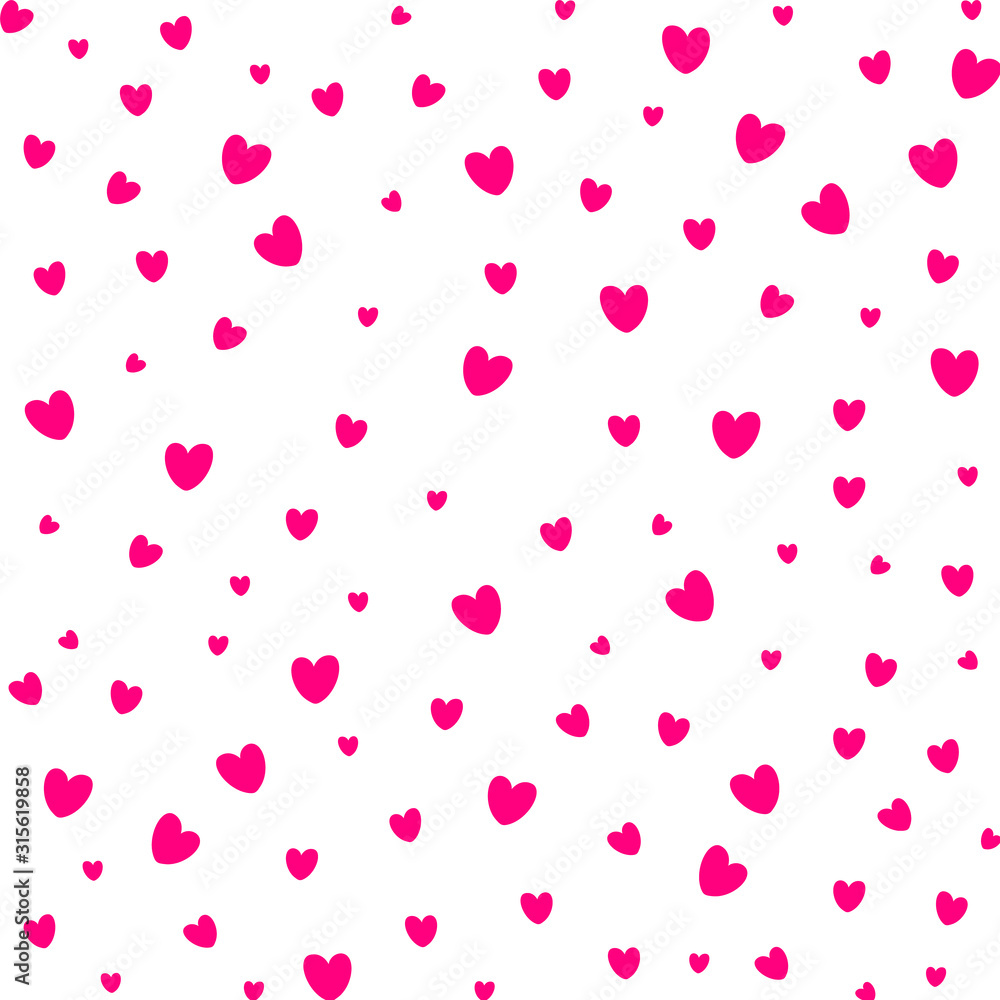 Valentine's day. Seamless pattern with red hearts, simple vector design element