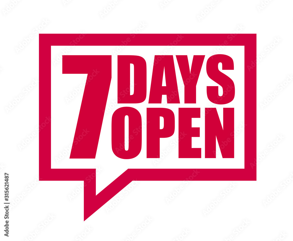 red vector banner seven days open red vector banner seven days open