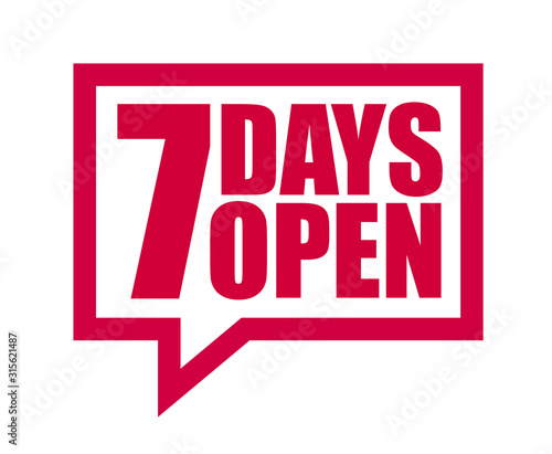 red vector banner seven days open