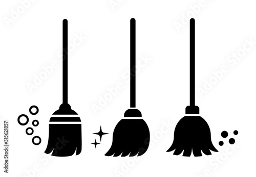 Broom vector icons set
