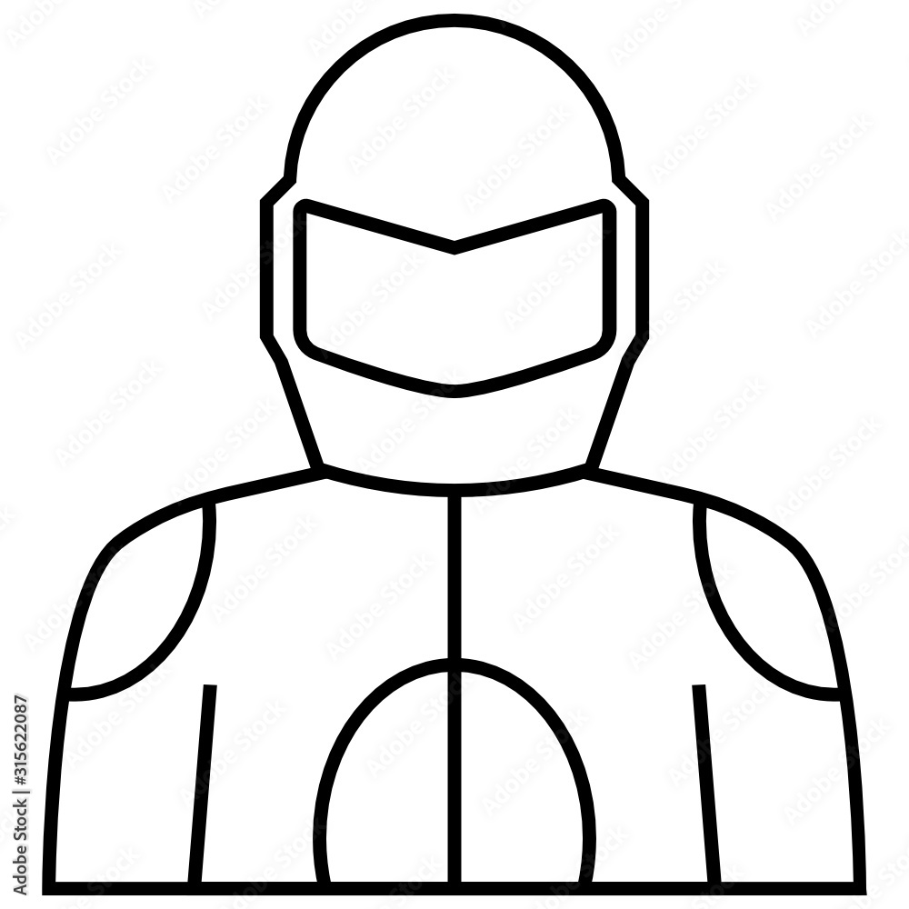 motorcyclist profession avatar, Racer Character Vector Icon Design, Robot Costume on white background
