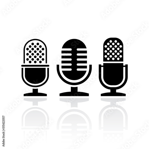 Microphone vector icons set
