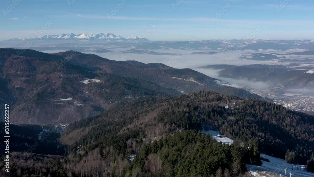 Aerial view of snowy Tatras mountains in Slovakia Aerial view of snowy Tatras mountains in Slovakia