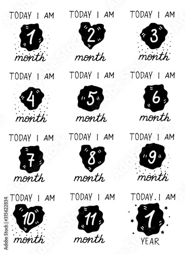 Cute Baby milestone cards. Can use for monthly baby picture Cards and baby shower gift.