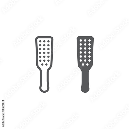 Sex spanking paddle line and glyph icon, sex toy and adult, bdsm sign, vector graphics, a linear pattern on a white background, eps 10.