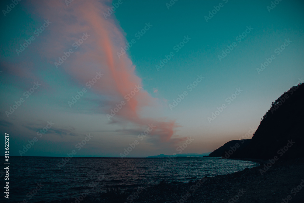 lake Baikal, beautiful view, sunset