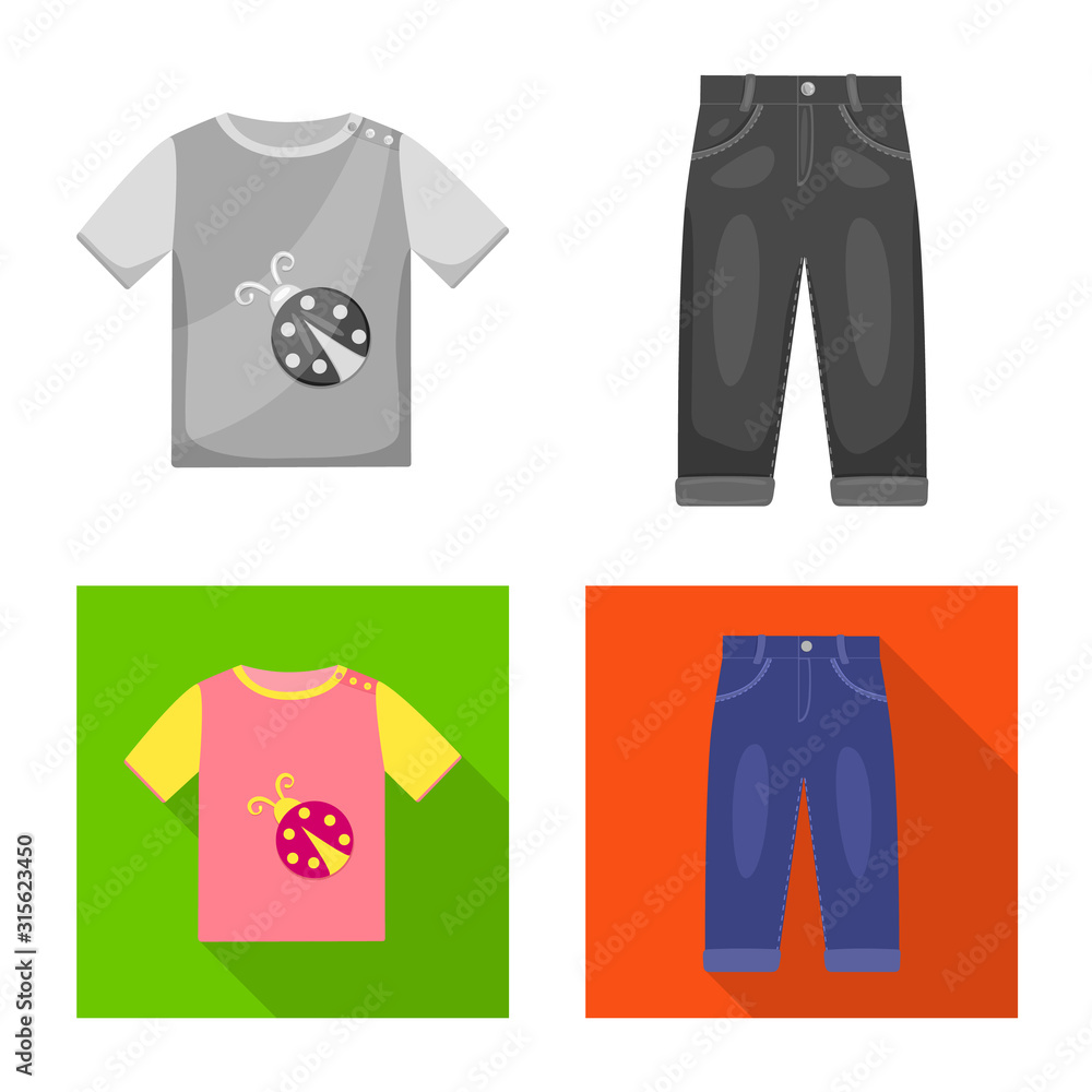 Isolated object of fashion and garment sign. Set of fashion and cotton vector icon for stock. Isolated object of fashion and garment sign. Set of fashion and cotton vector icon for stock.
