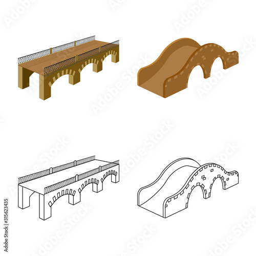 Isolated object of connection and design icon. Set of connection and side stock symbol for web.