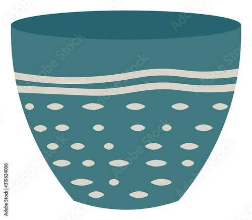 Set of striped vase isolated on white. Crockery decorative jar with waves ornament, color pot in flat style design, ceramic flowerpot. Handmade items from clay. Vase for flowers. Vector illustration