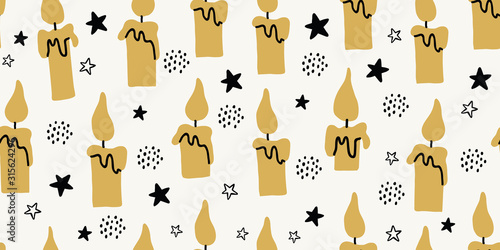 Vector seamless pattern with flying candles