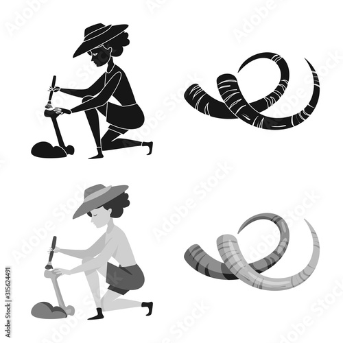 Vector illustration of story and items logo. Collection of story and attributes vector icon for stock.