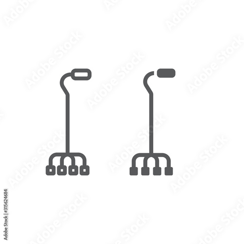 Quad walking stick line and glyph icon, orthopedic and medical, quad cane sign, vector graphics, a linear pattern on a white background.