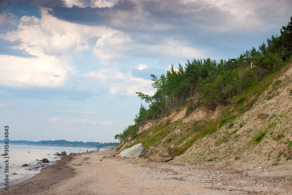 Fototapeta premium Baltic sea shore in Latvia. Sandy seashore landscape