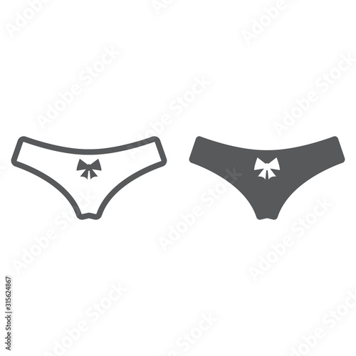 Woman panties line and glyph icon, valentine and holiday, female underwear sign, vector graphics, a linear pattern on a white background, eps 10.