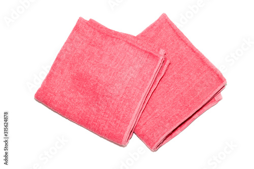The pink towel on a white background