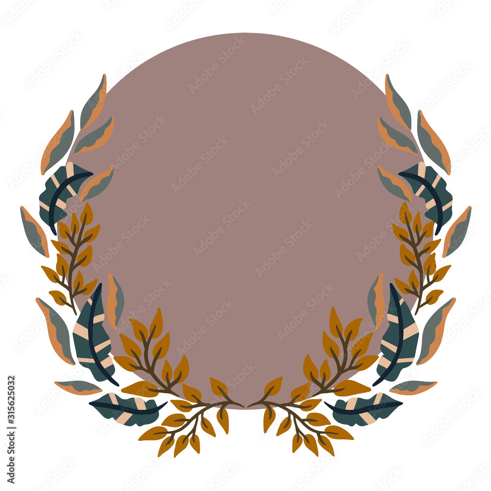 Round Frame with flowers and leaves on white background. Vector illustration Round Frame with flowers and leaves on white background. Vector illustration
