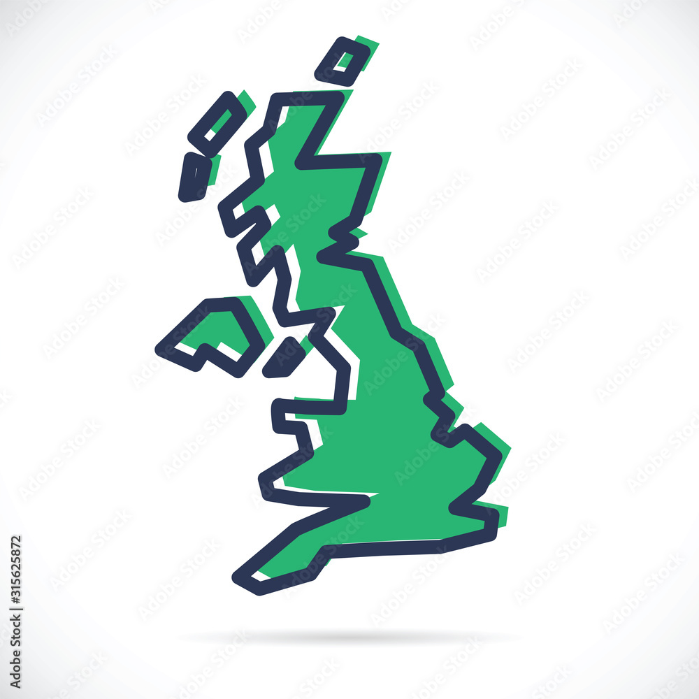 Stylized simple outline map of United Kingdom - obrazy, fototapety, plakaty 