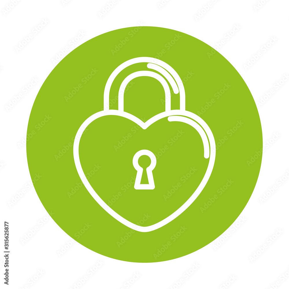 silhouette of security padlock with heart shaped on green background silhouette of security padlock with heart shaped on green background