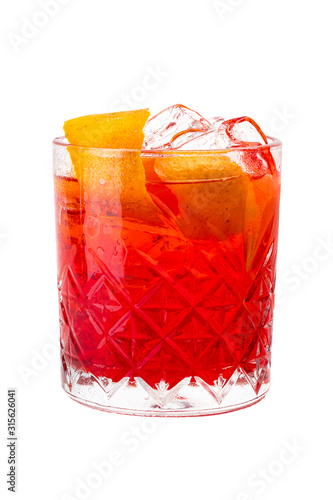 Negroni cocktail on a white background