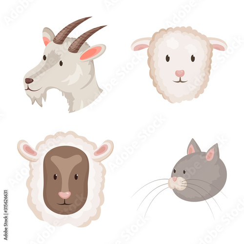 Isolated object of farm and head icon. Collection of farm and homemade vector icon for stock.