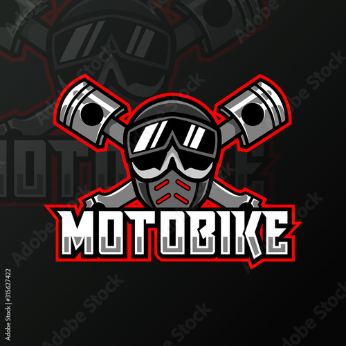 skull moto bike mascot sport esport logo template