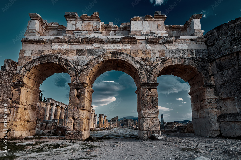 Ruins of Hierapolis ancient city Pamukkale Turkey