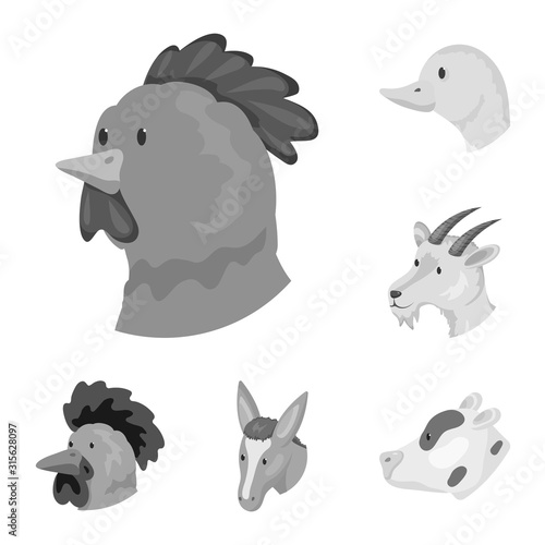 Isolated object of countryside and homestead logo. Set of countryside and breeding stock symbol for web.