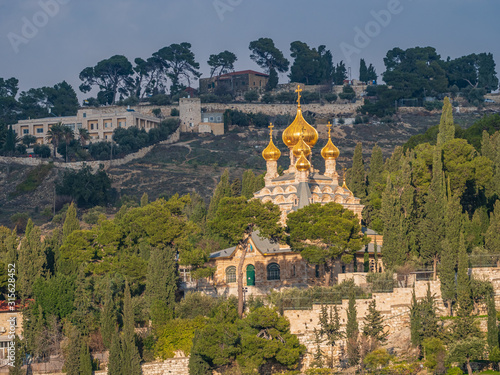 Fotomurale Church of St. Mary Magdalene at Olives Mount of Jerusalem, Israel