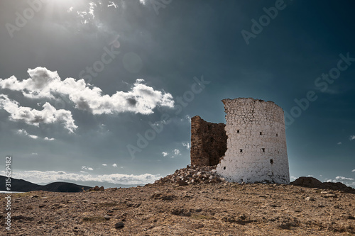 Disused windmills overlooking Bodrum in Turkey photo