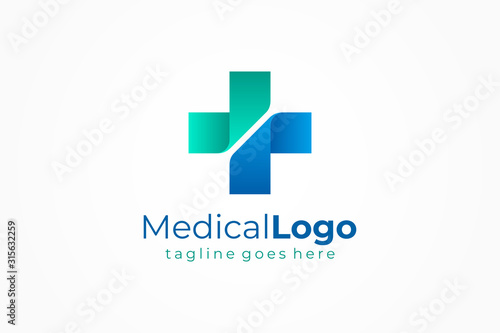 Cross Sign Medical Logo Health Symbol Pharmacy Icon. Flat Vector Logo Design Template Element