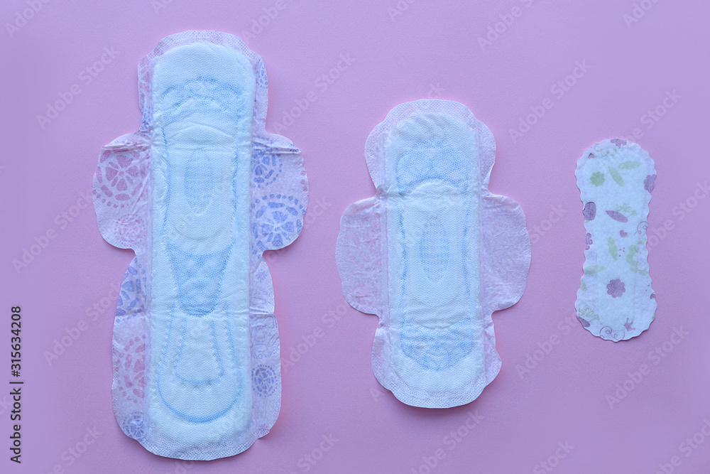 Women's hygiene, sanitary pads menstruation in cosmetics concept menstruation Women's hygiene, sanitary pads menstruation in cosmetics concept menstruation