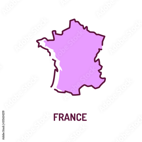 France map color line icon. Border of the country. Pictogram for web page, mobile app, promo. UI UX GUI design element. Editable stroke.