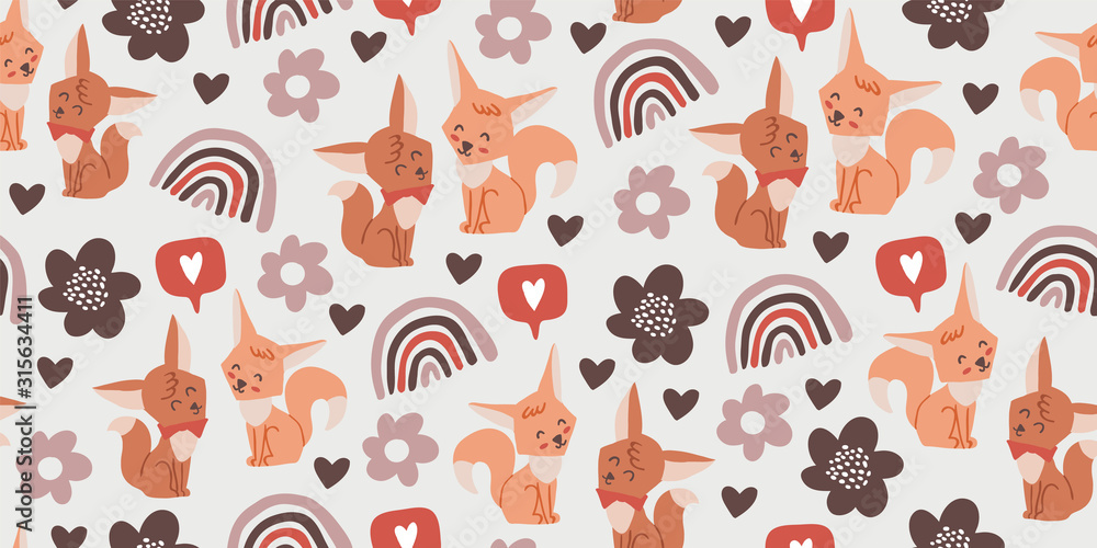 Seamless pattern with cute foxes Seamless pattern with cute foxes