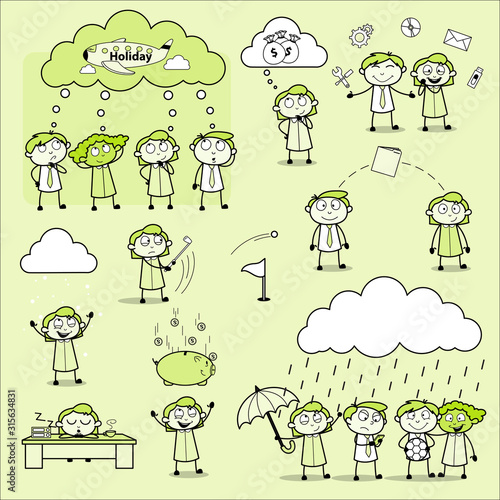 Collection of Office Girl - Set of Concepts Vector illustrations