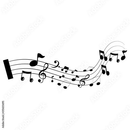 Music notes waving  music background  vector illustration icon