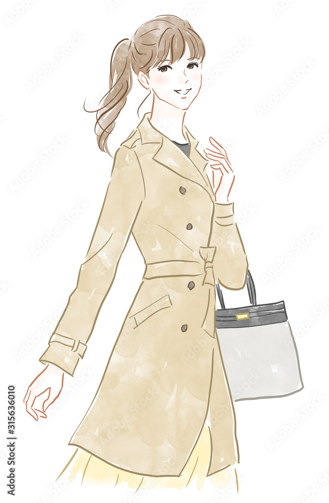 トレンチコートを着た女性 Stock イラスト Adobe Stock