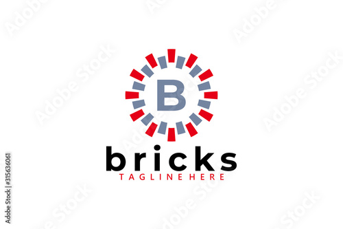 bricks logo icon vector isolated