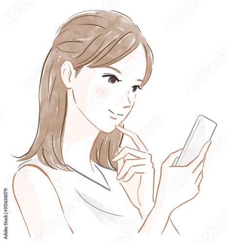 携帯電話を持った女性