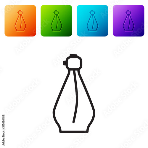 Black line Perfume icon isolated on white background. Set icons in color square buttons. Vector Illustration