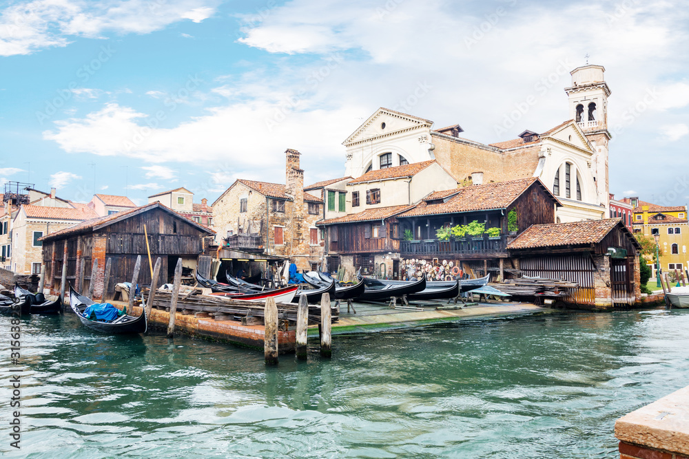 historic shipyard for gondolas in Venice