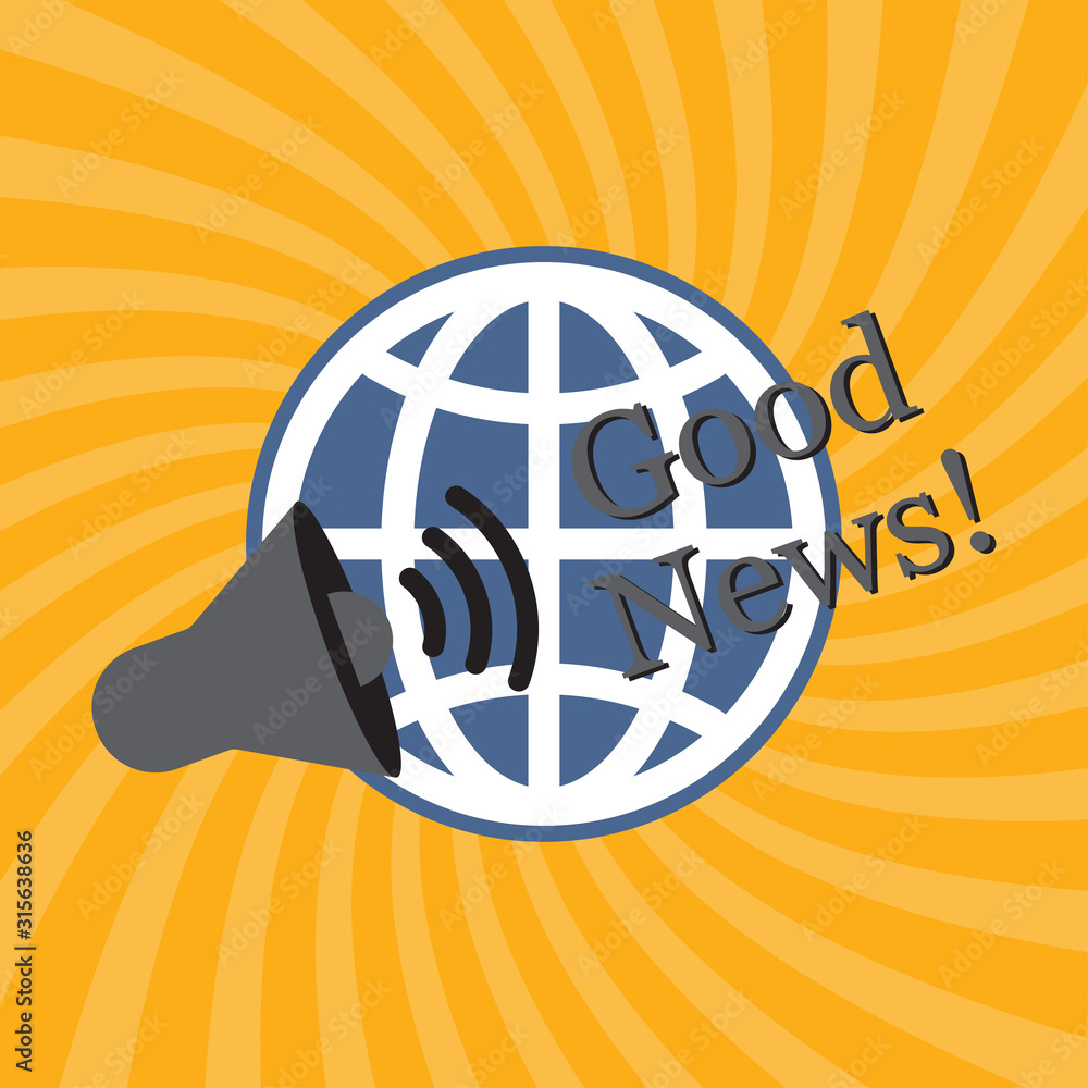 Good news information with a megaphone, message or notification symbol. Vector illustration.