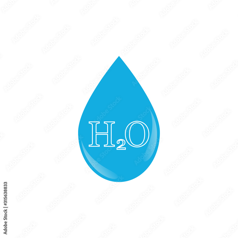Drop of water icon H2O. Vector illustration of logo concept for web applications. Drop of water icon H2O. Vector illustration of logo concept for web applications.