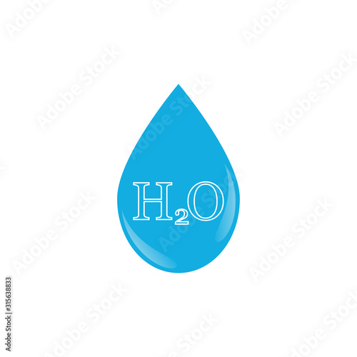 Drop of water icon H2O. Vector illustration of logo concept for web applications.