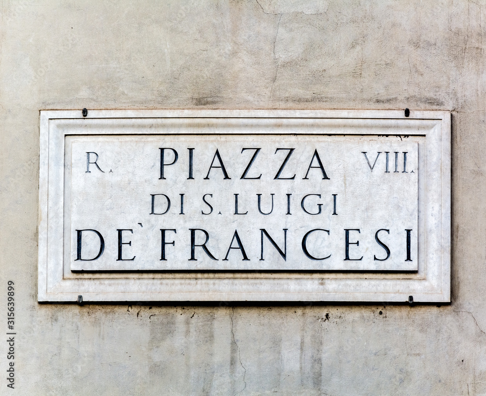Fototapeta premium street sign Piazza di San Luigi de' Francesi