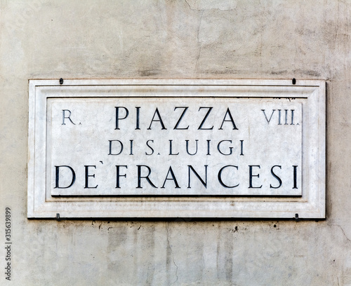 street sign Piazza di San Luigi de' Francesi